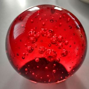 paper weight red art glass